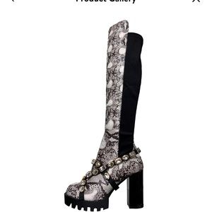 Faux snakeskin boots size 8 1/2. Over the knee